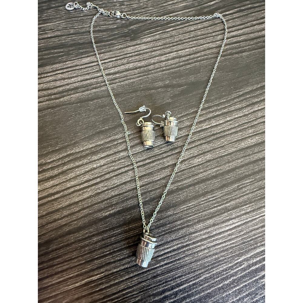 Coffee Addict Silver Coffee Cup Jewelry Set
